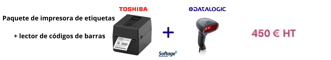 Promoción Pack impresora de etiquetas Toshiba y lector de códigos de barras Datalogic